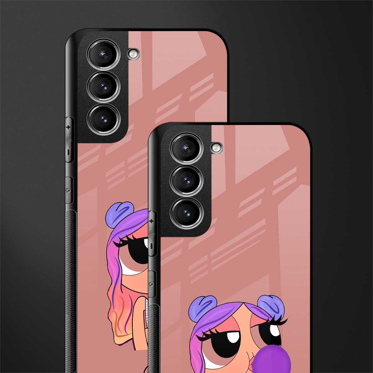 antique purple tote powerpuff girl glass case for samsung galaxy s21 plus image-2