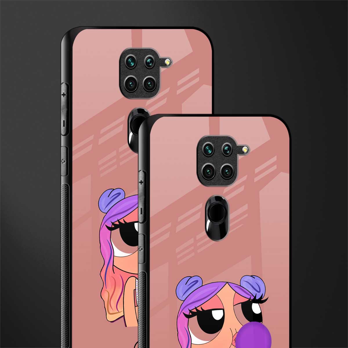 antique purple tote powerpuff girl glass case for redmi note 9 image-2