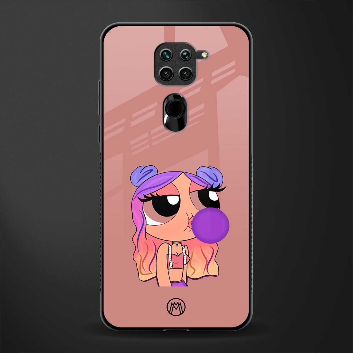 antique purple tote powerpuff girl glass case for redmi note 9 image