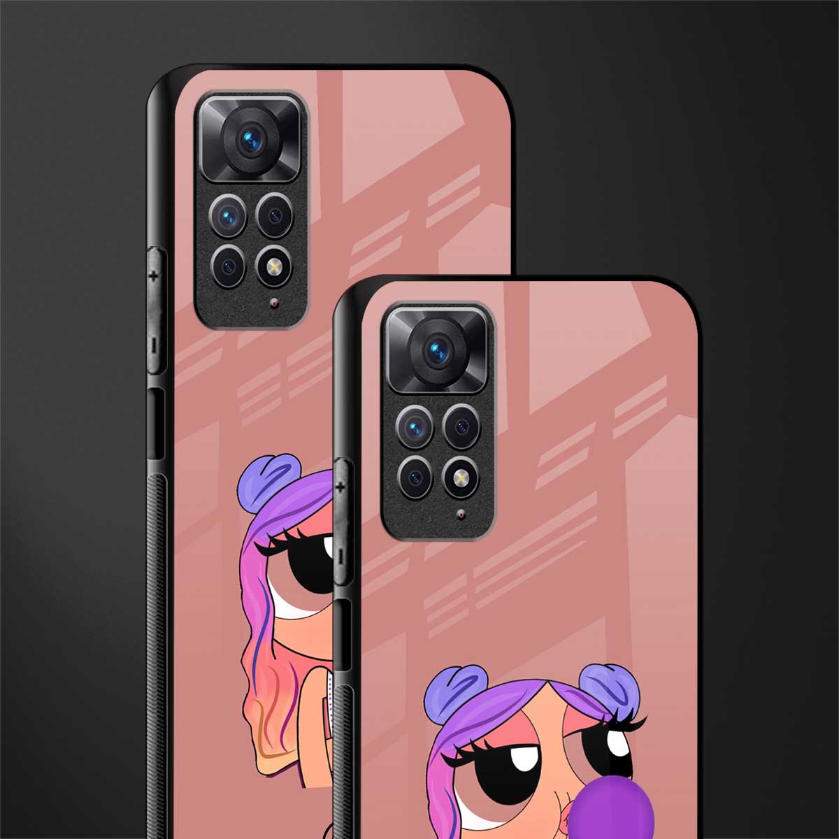 antique purple tote powerpuff girl glass case for redmi note 11s image-2