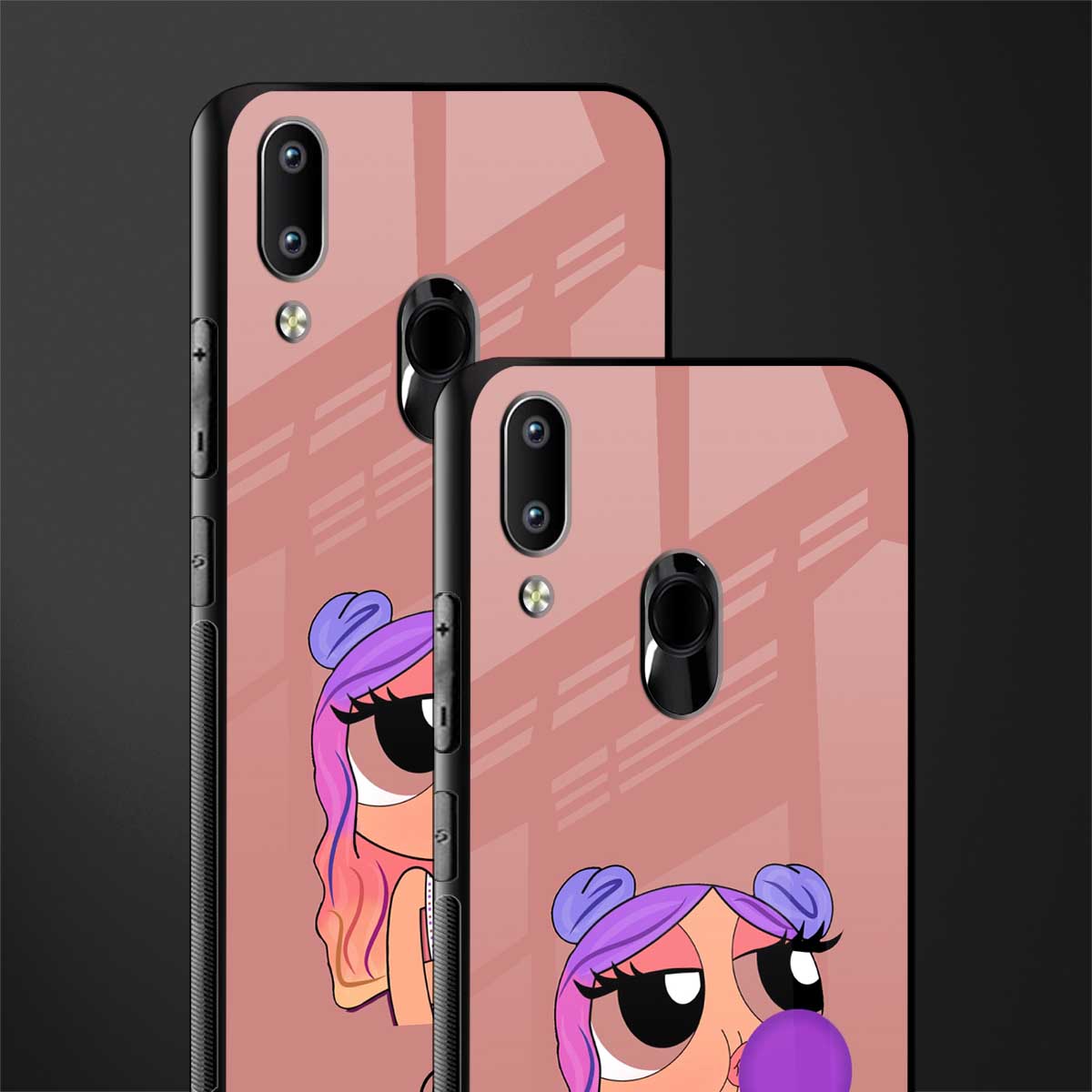 antique purple tote powerpuff girl glass case for vivo y91 image-2
