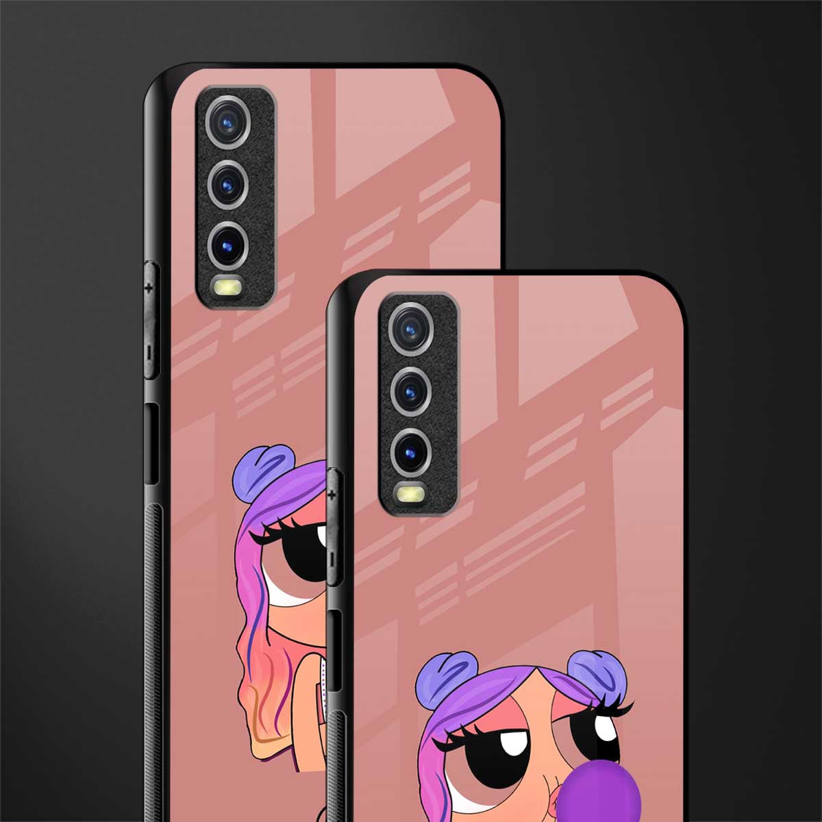 antique purple tote powerpuff girl glass case for vivo y12s image-2