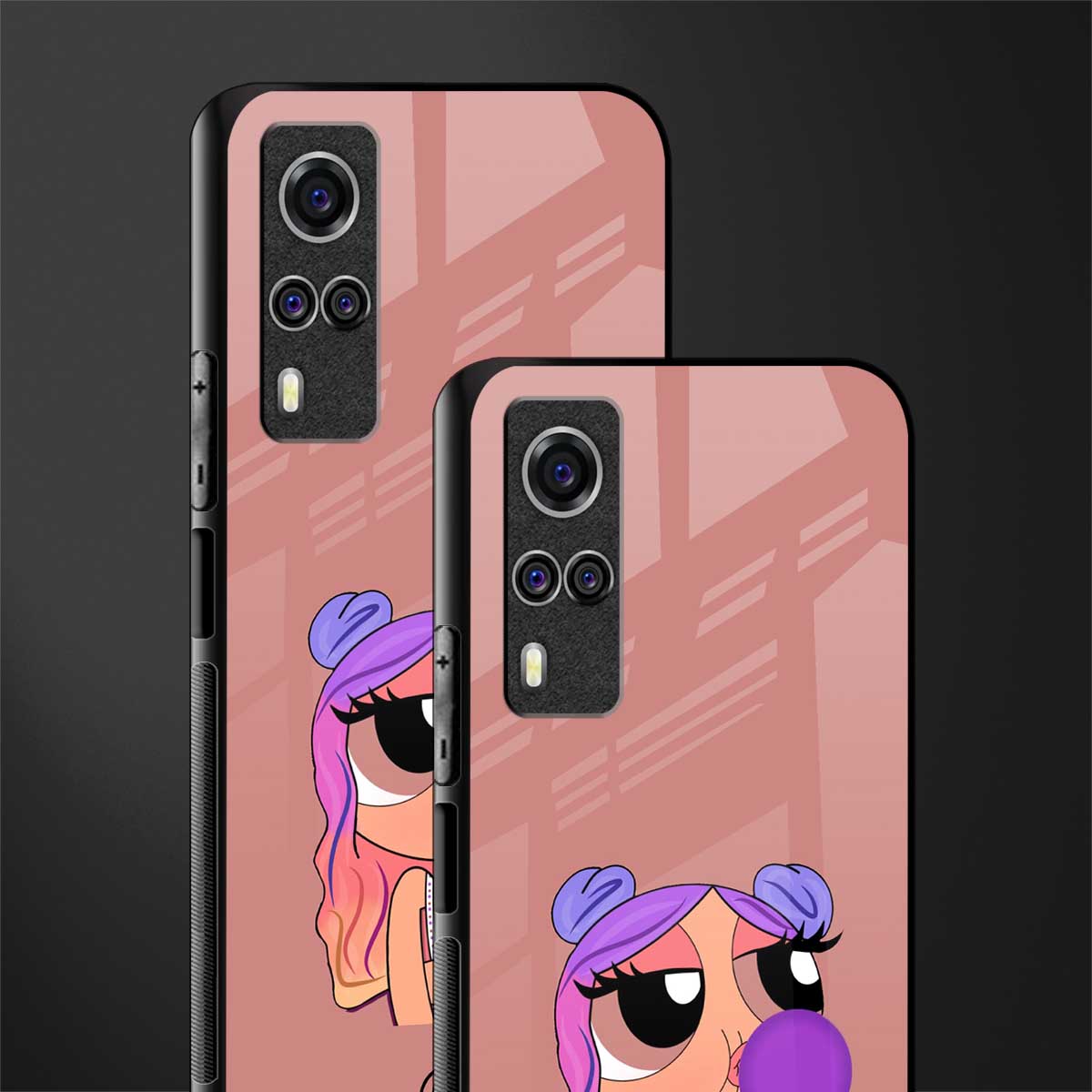 antique purple tote powerpuff girl glass case for vivo y51 image-2