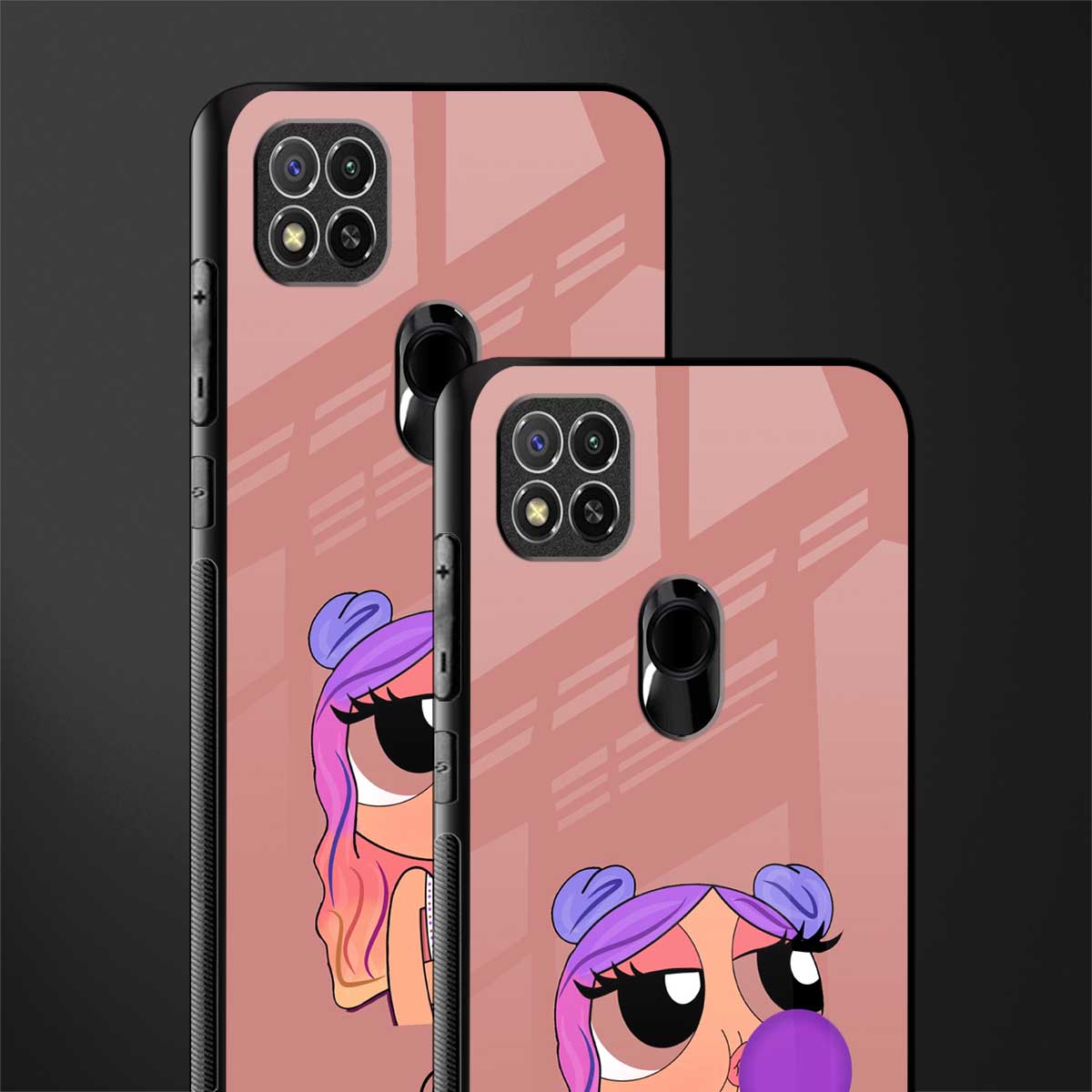 antique purple tote powerpuff girl glass case for redmi 9 image-2