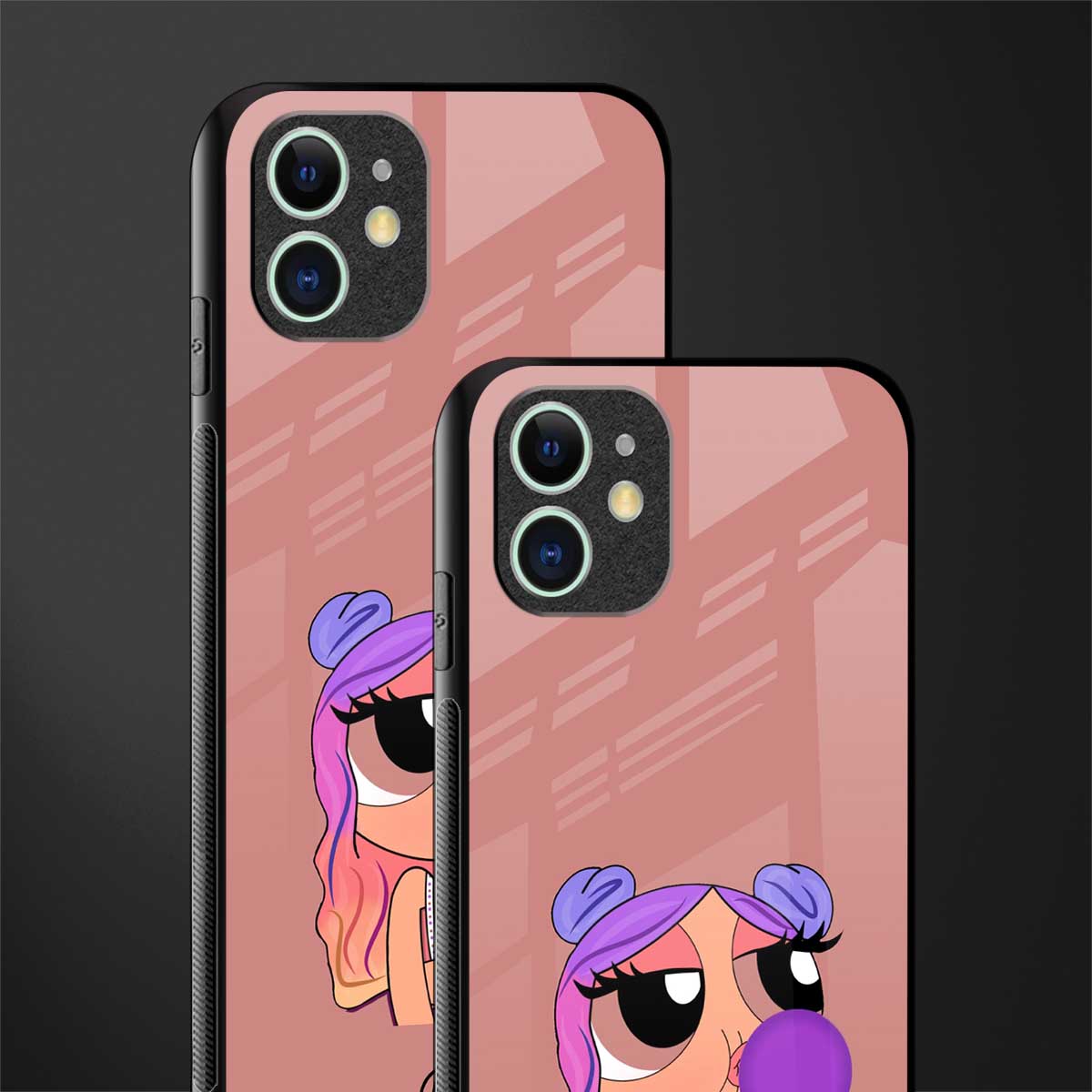 antique purple tote powerpuff girl glass case for iphone 12 mini image-2