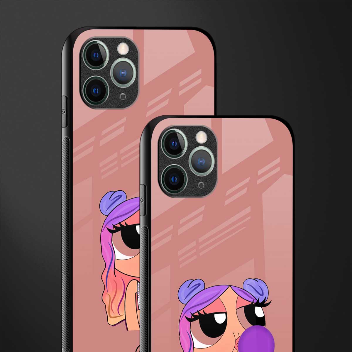 antique purple tote powerpuff girl glass case for iphone 11 pro image-2
