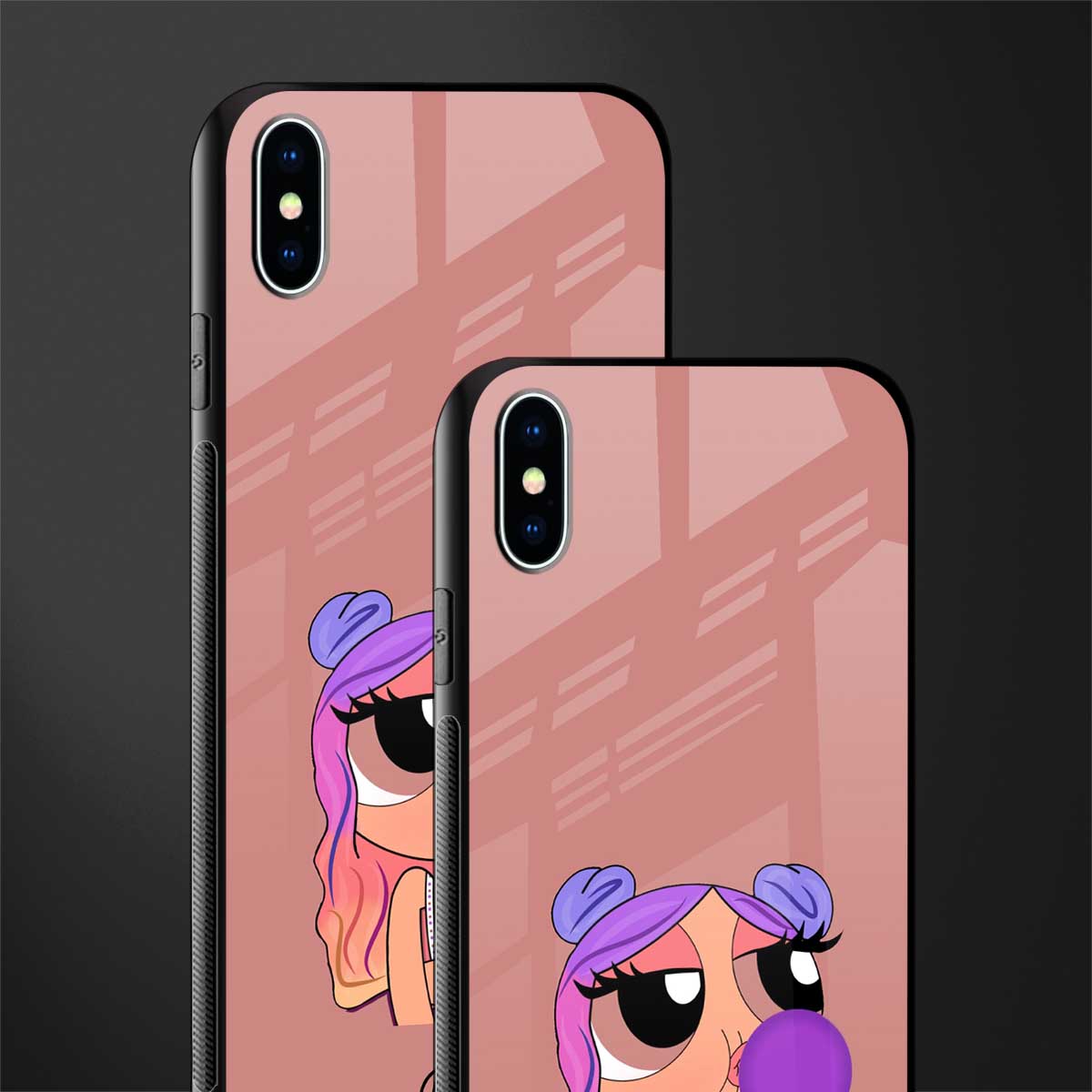 antique purple tote powerpuff girl glass case for iphone xs max image-2