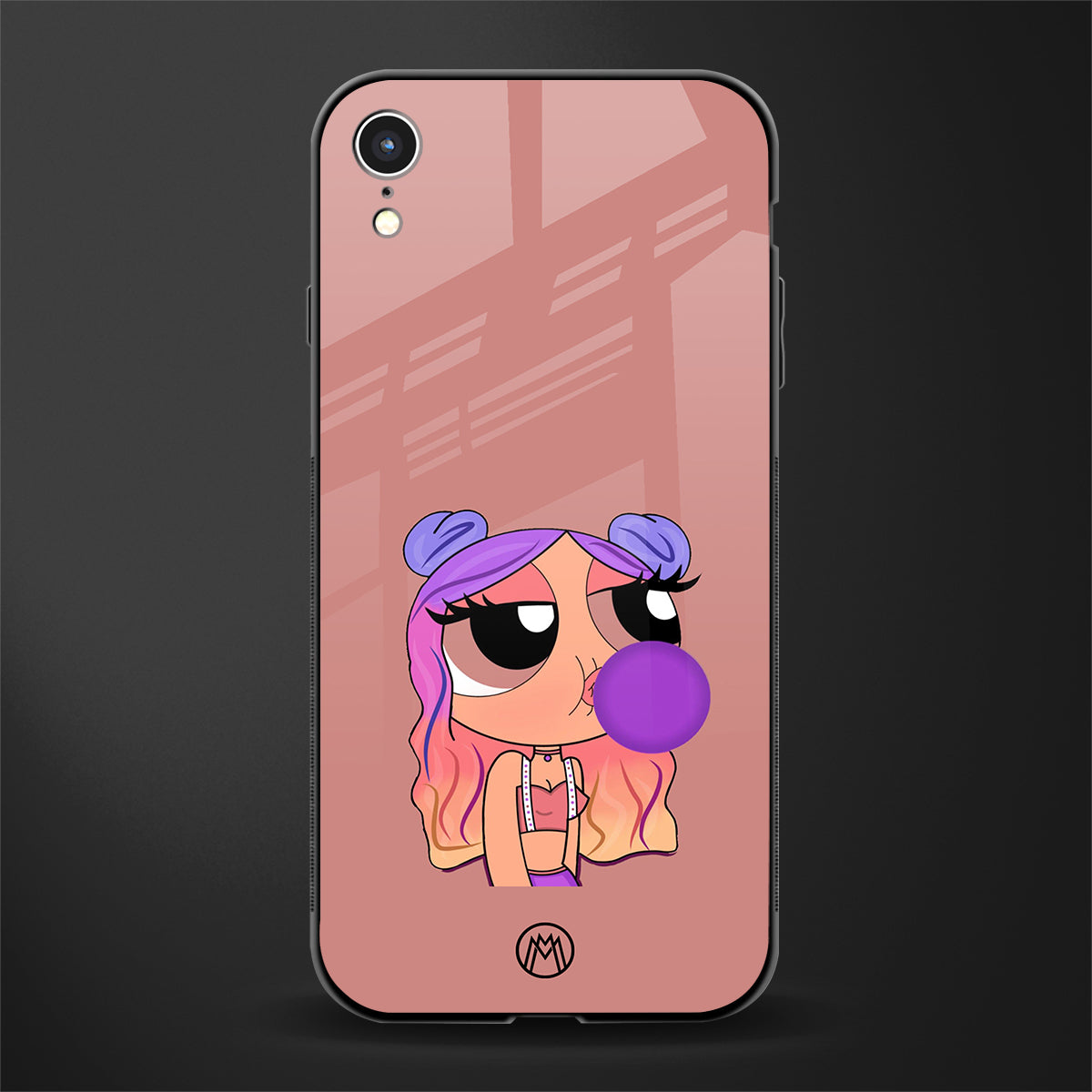 antique purple tote powerpuff girl glass case for iphone xr image