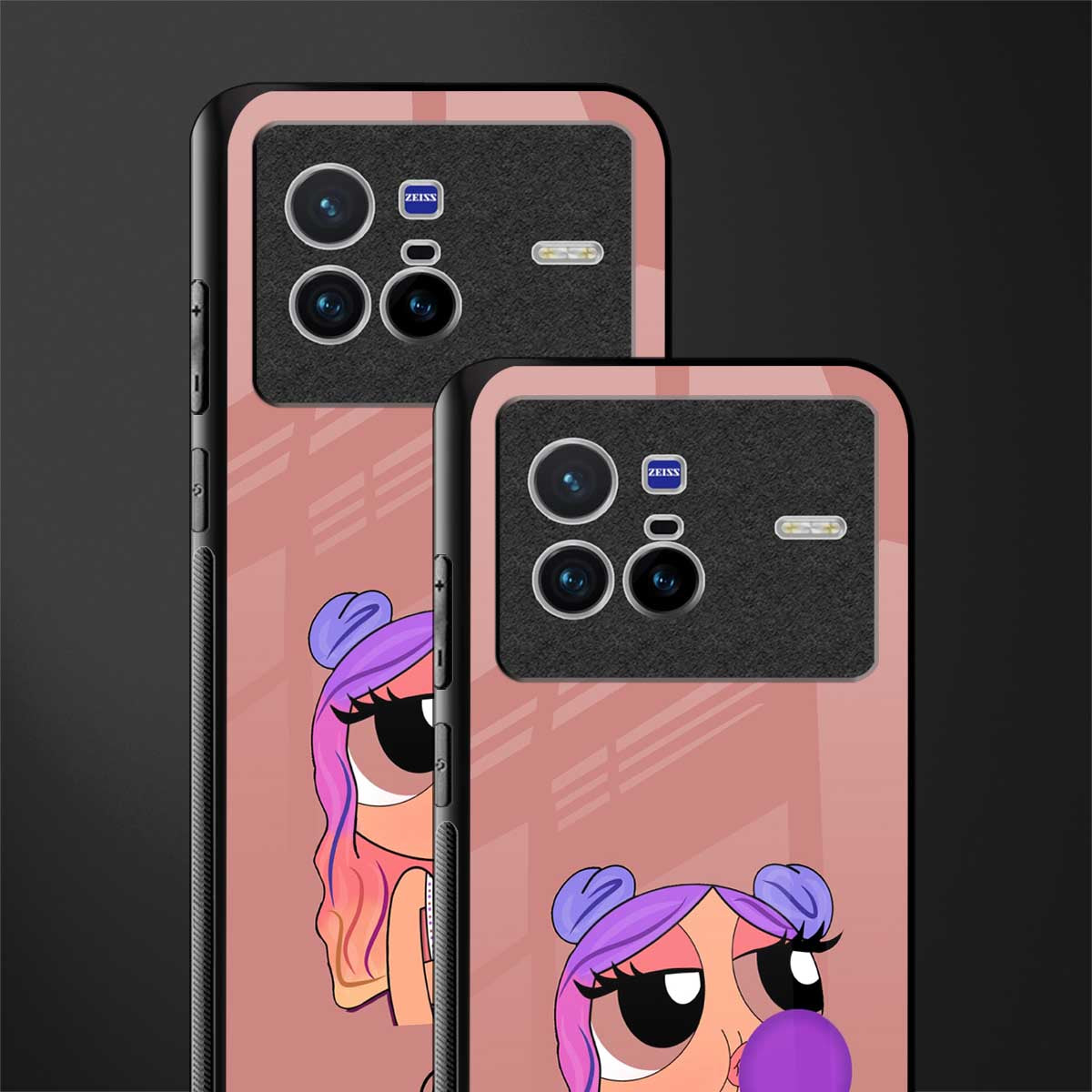 antique purple tote powerpuff girl glass case for vivo x80 image-2