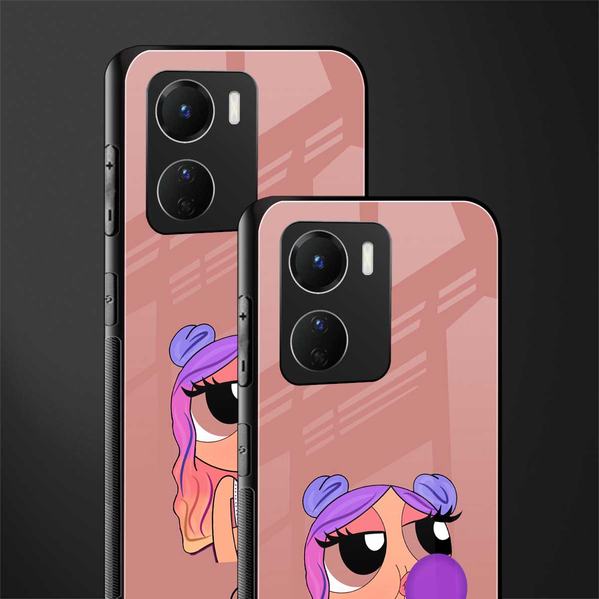 antique purple tote powerpuff girl back phone cover | glass case for vivo y16