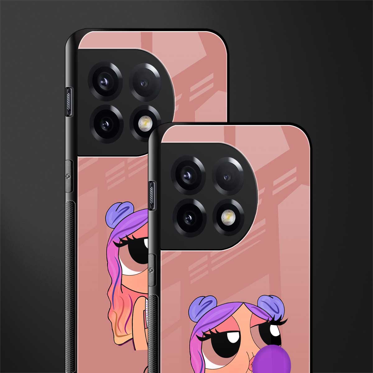antique purple tote powerpuff girl back phone cover | glass case for oneplus 11r