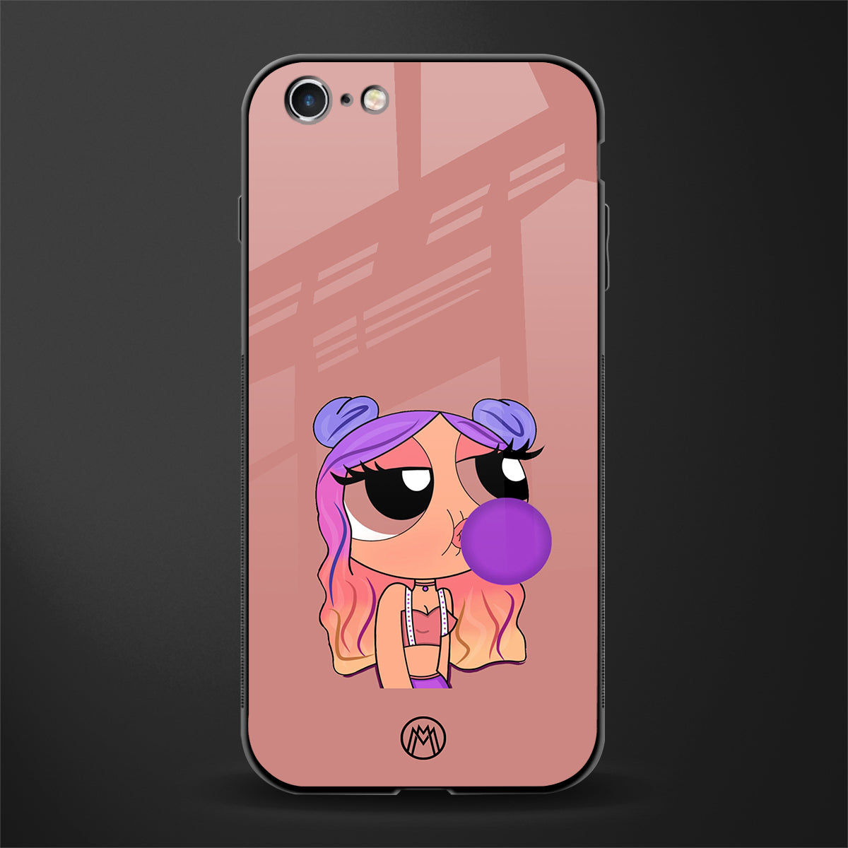 antique purple tote powerpuff girl glass case for iphone 6 image