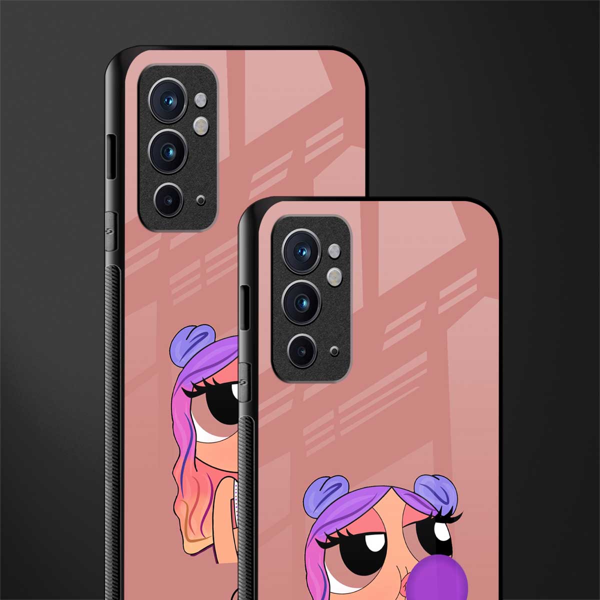 antique purple tote powerpuff girl glass case for oneplus 9rt image-2