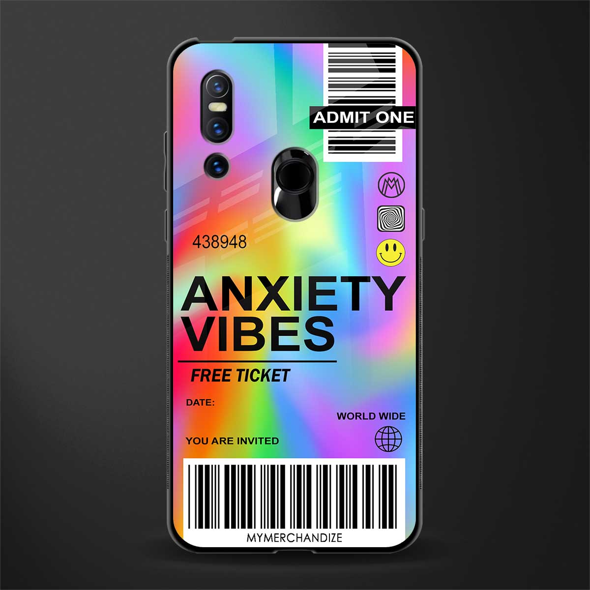 anxiety vibes glass case for vivo v15 image