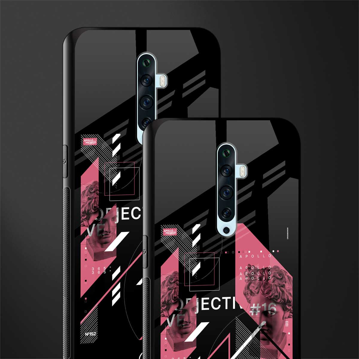 apollo project aesthetic pink and black glass case for oppo reno 2f image-2