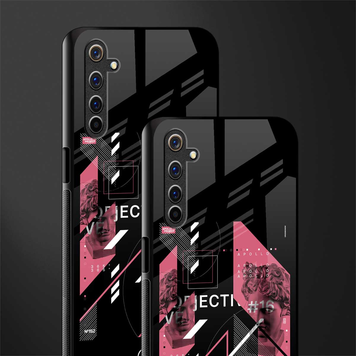 apollo project aesthetic pink and black glass case for realme 6 image-2