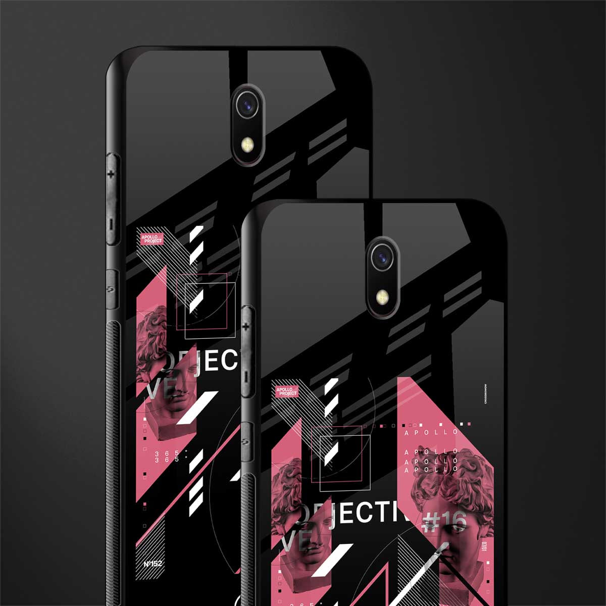 apollo project aesthetic pink and black glass case for redmi 8a image-2