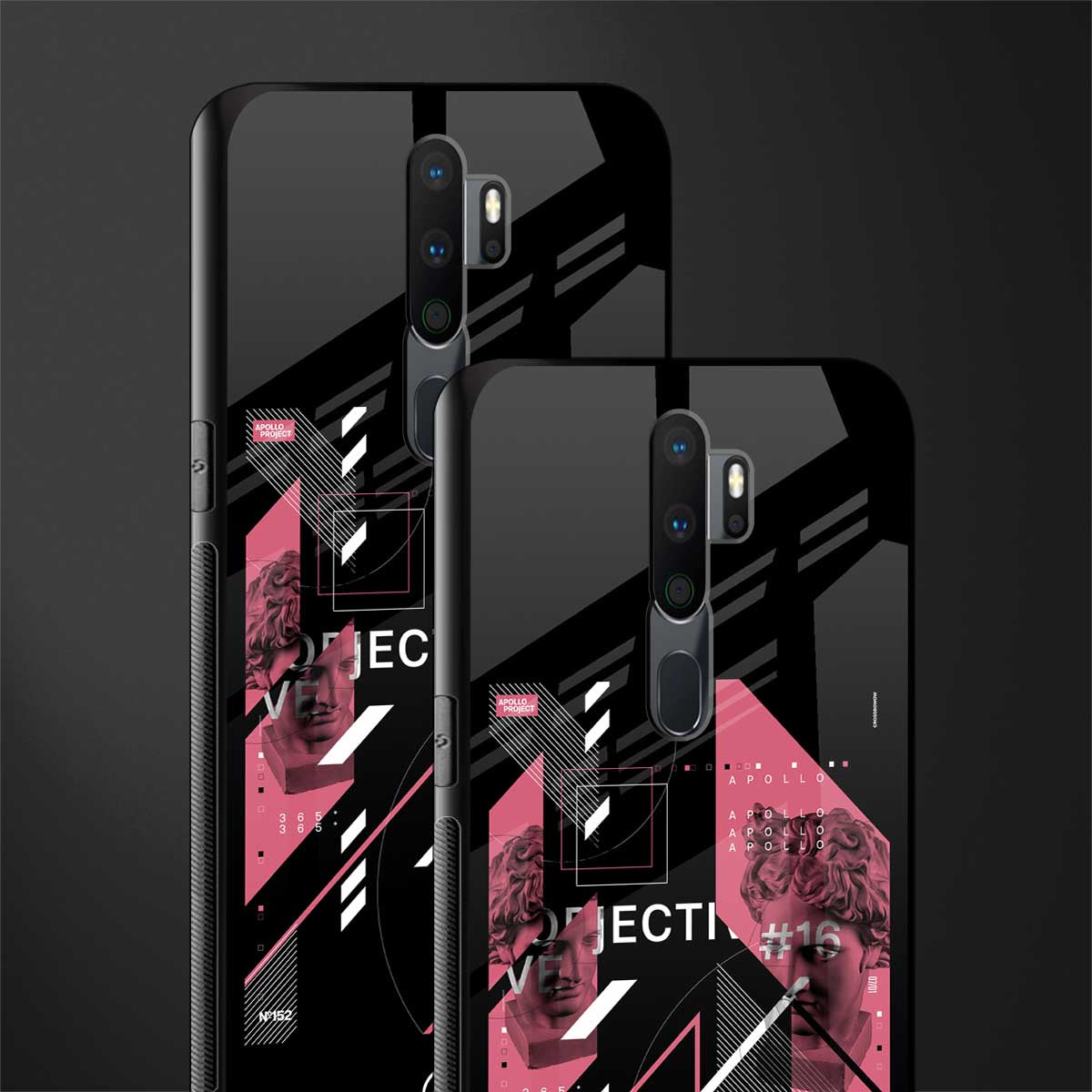 apollo project aesthetic pink and black glass case for oppo a9 2020 image-2