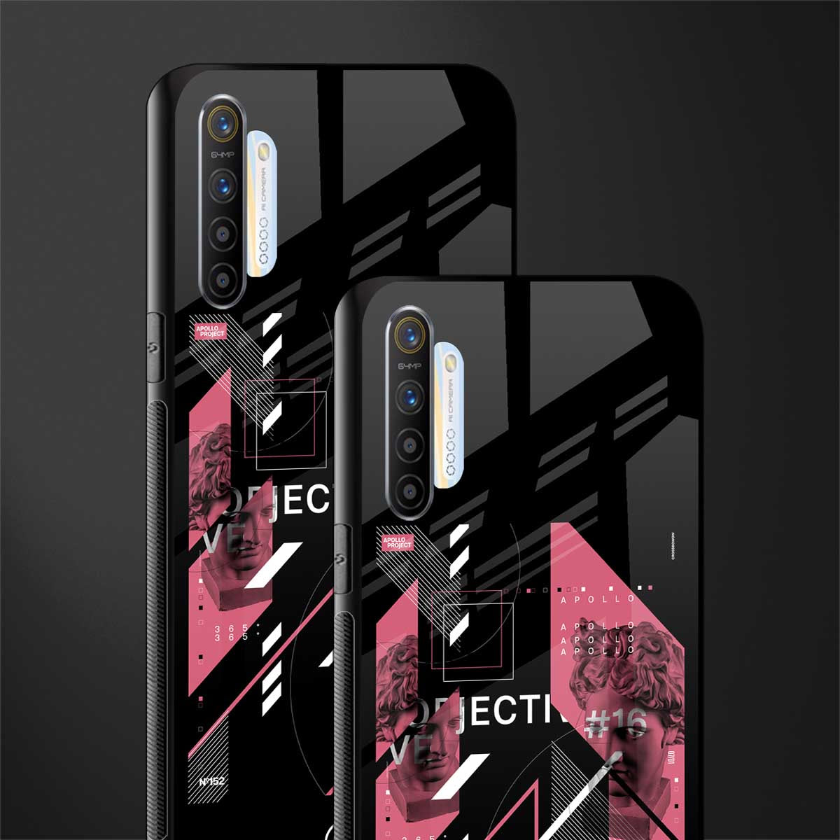 apollo project aesthetic pink and black glass case for realme x2 image-2
