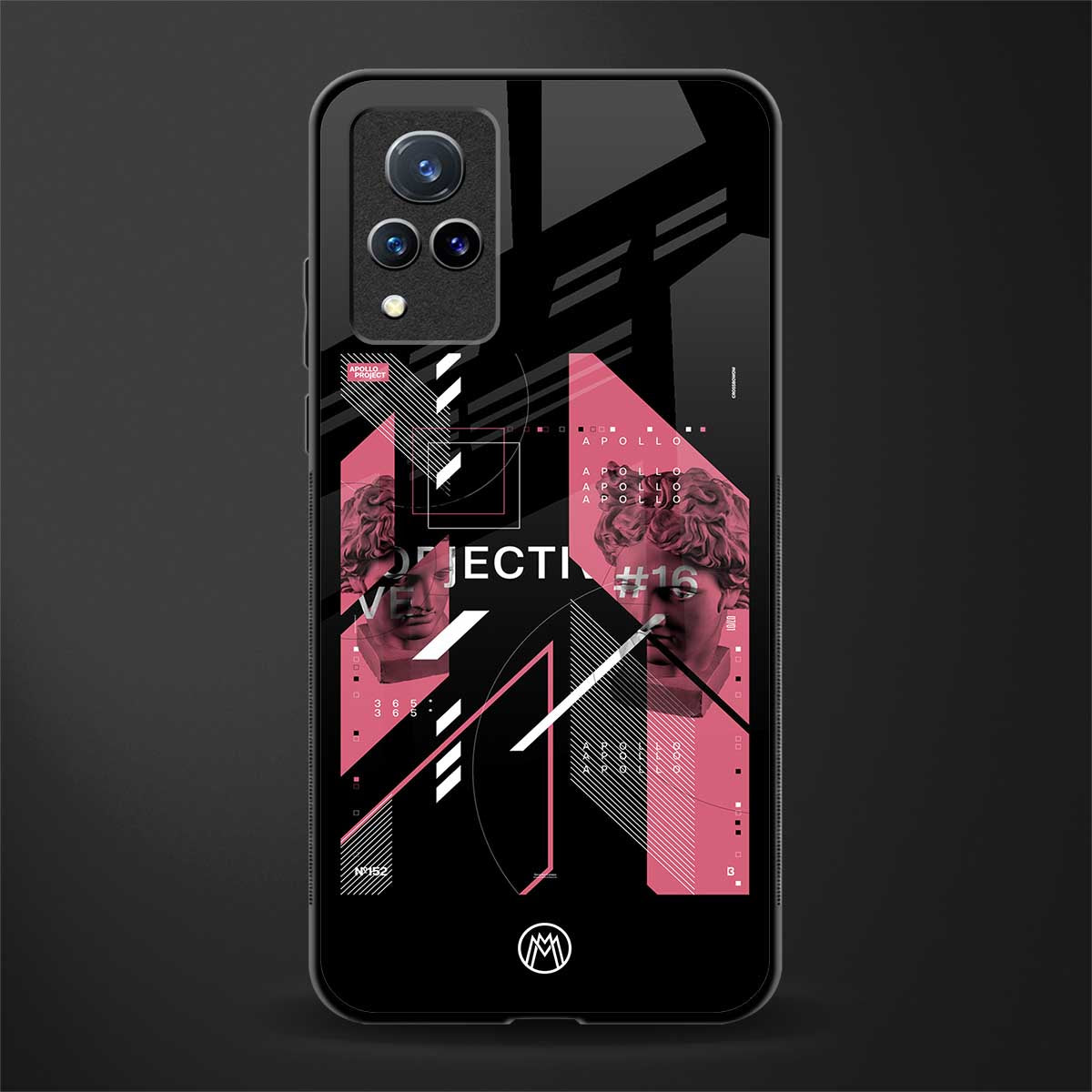 apollo project aesthetic pink and black glass case for vivo v21 5g image