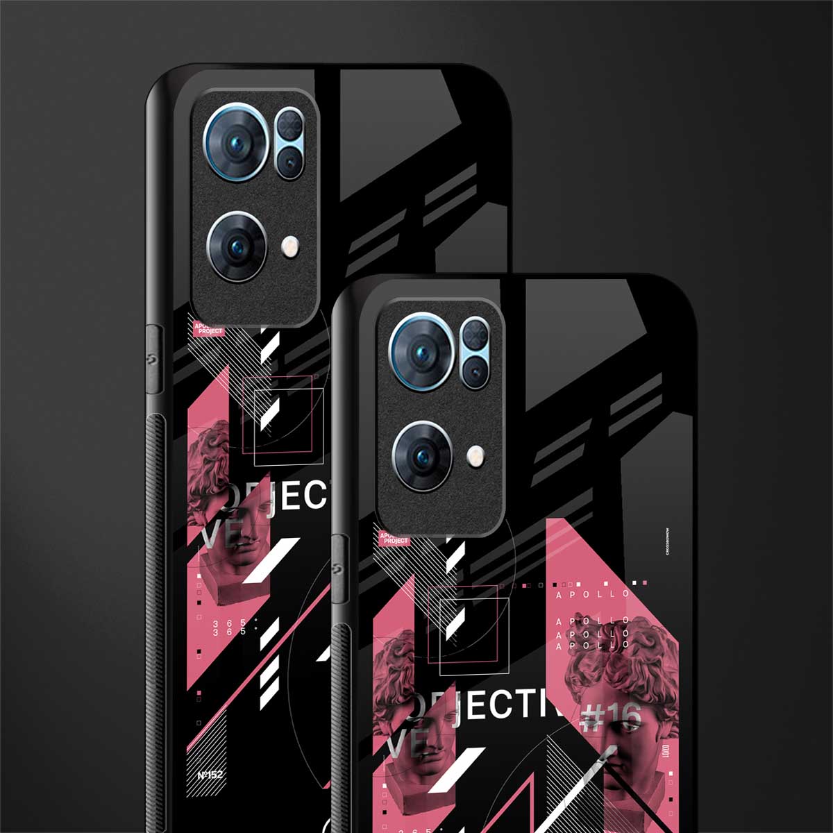 apollo project aesthetic pink and black glass case for oppo reno7 pro 5g image-2