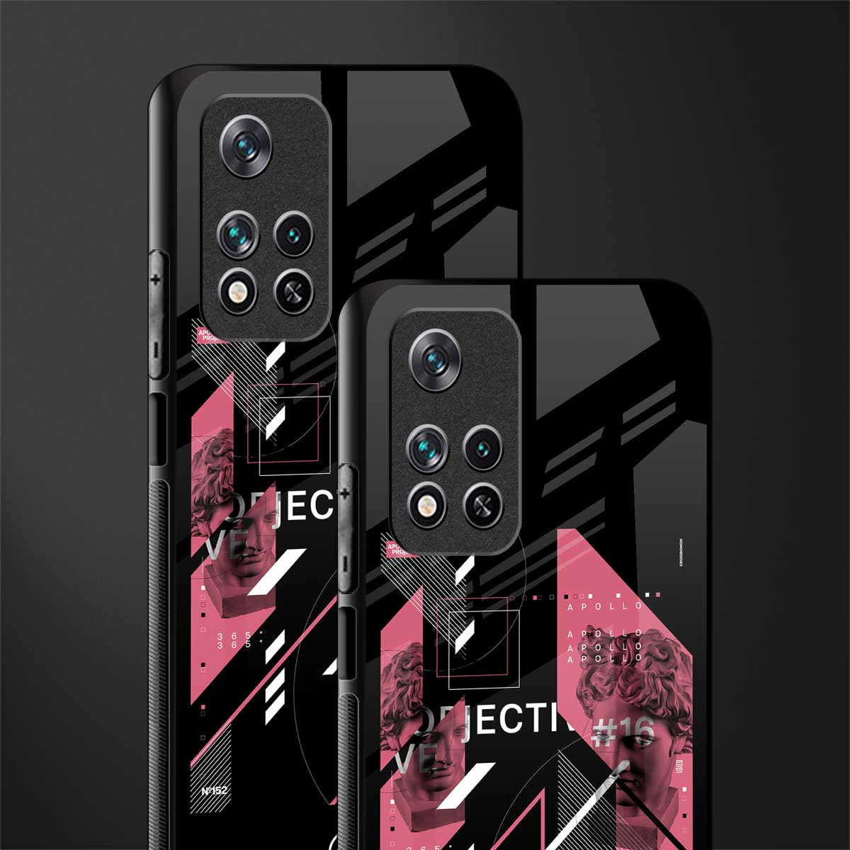apollo project aesthetic pink and black glass case for poco m4 pro 5g image-2