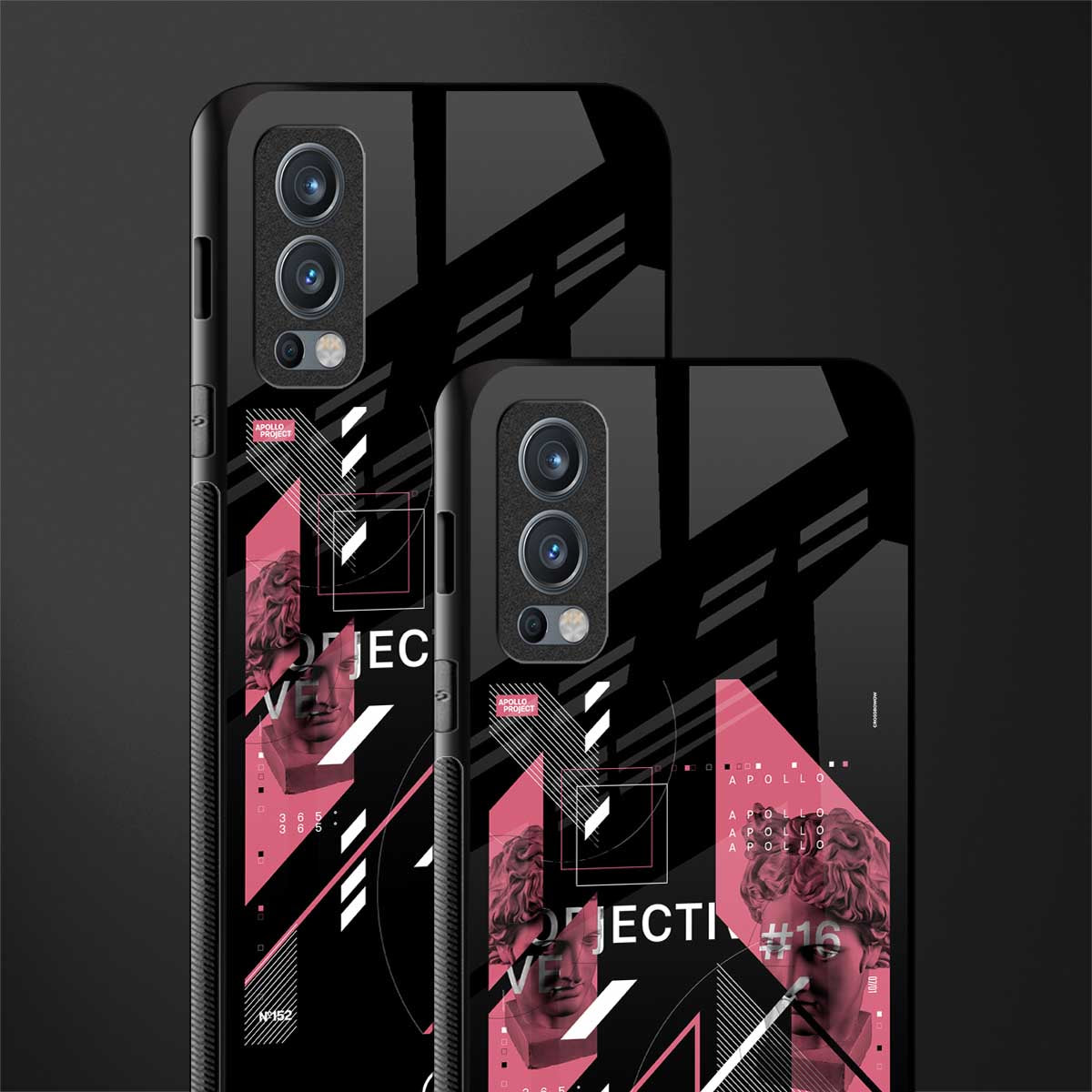 apollo project aesthetic pink and black glass case for oneplus nord 2 5g image-2