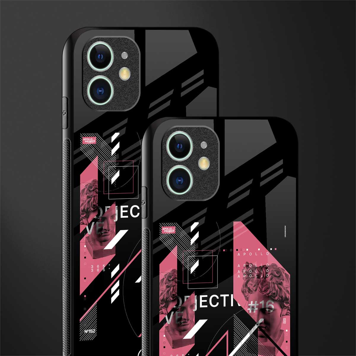 apollo project aesthetic pink and black glass case for iphone 12 mini image-2