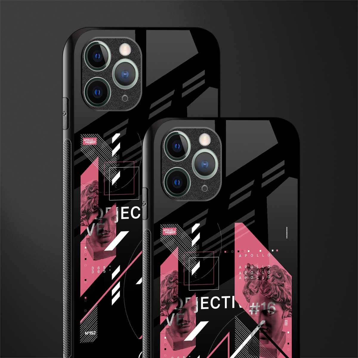 apollo project aesthetic pink and black glass case for iphone 11 pro image-2