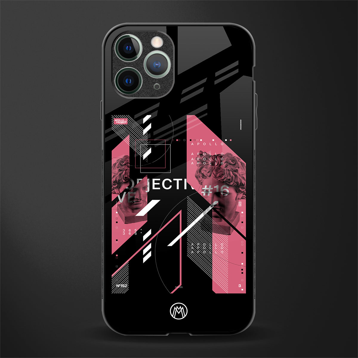 apollo project aesthetic pink and black glass case for iphone 11 pro image