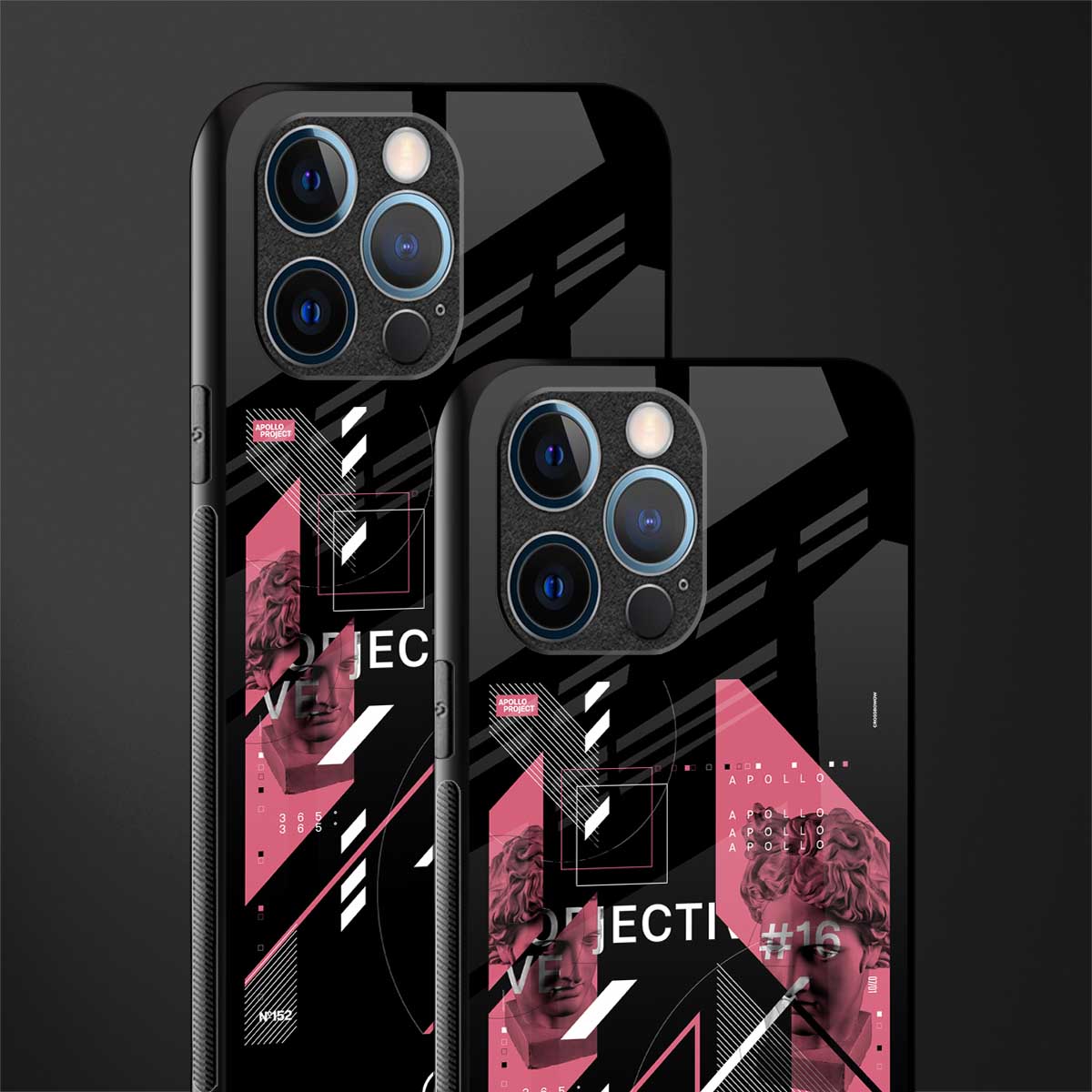 apollo project aesthetic pink and black glass case for iphone 12 pro image-2
