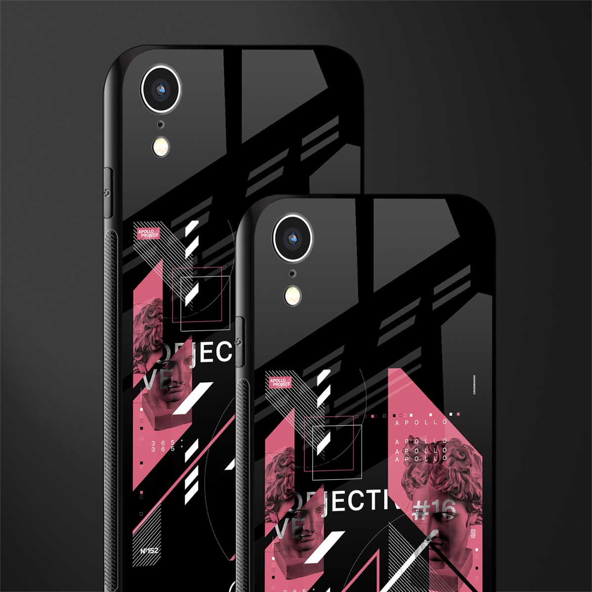 apollo project aesthetic pink and black glass case for iphone xr image-2