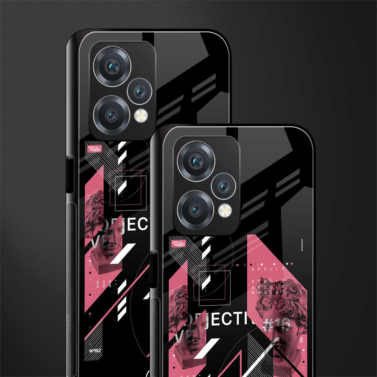 apollo project aesthetic pink and black back phone cover | glass case for oneplus nord ce 2 lite 5g