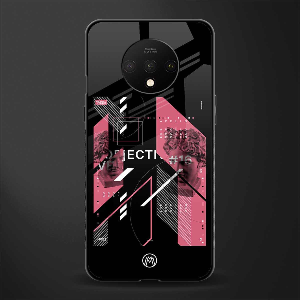 apollo project aesthetic pink and black glass case for oneplus 7t image