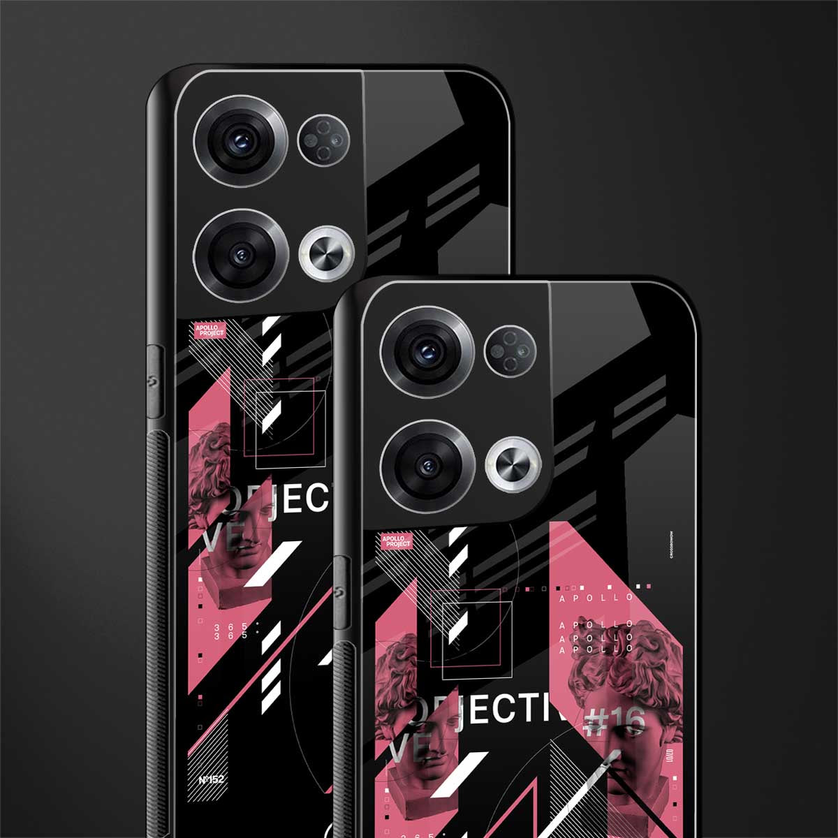 apollo project aesthetic pink and black back phone cover | glass case for oppo reno 8 pro