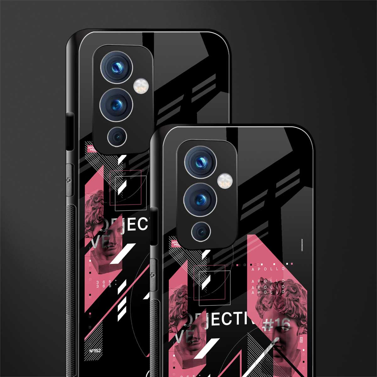 apollo project aesthetic pink and black back phone cover | glass case for oneplus 9