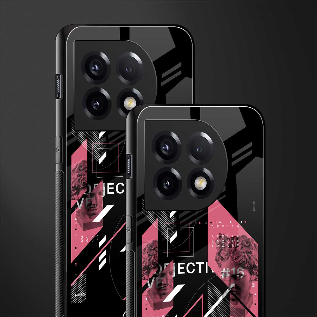 apollo project aesthetic pink and black back phone cover | glass case for oneplus 11
