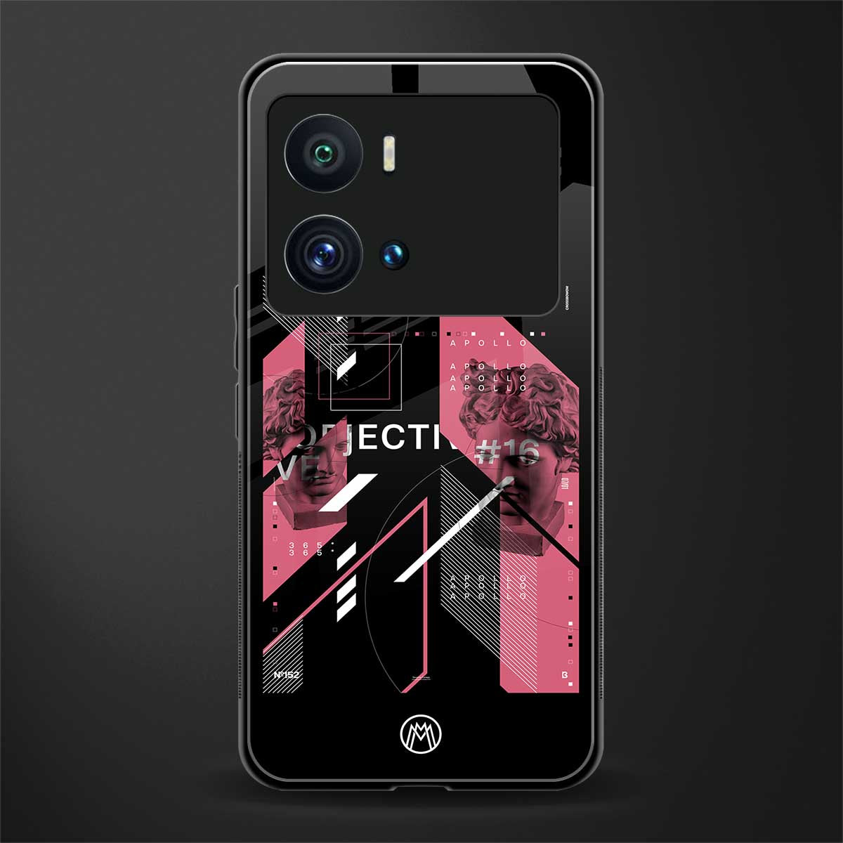 apollo project aesthetic pink and black back phone cover | glass case for iQOO 9 Pro
