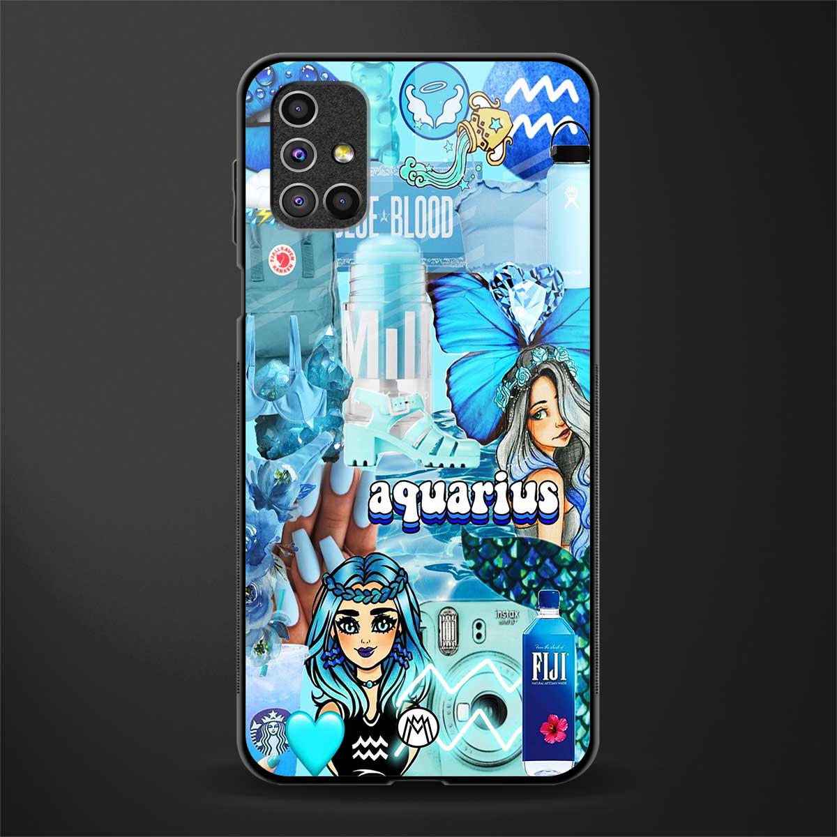 aquarius aesthetic collage glass case for samsung galaxy m51 image