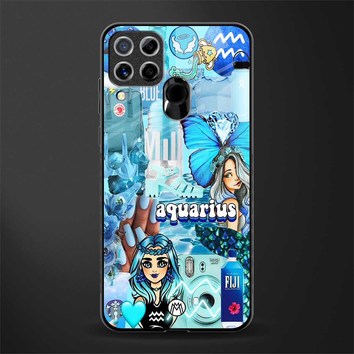 aquarius aesthetic collage glass case for realme c15 image