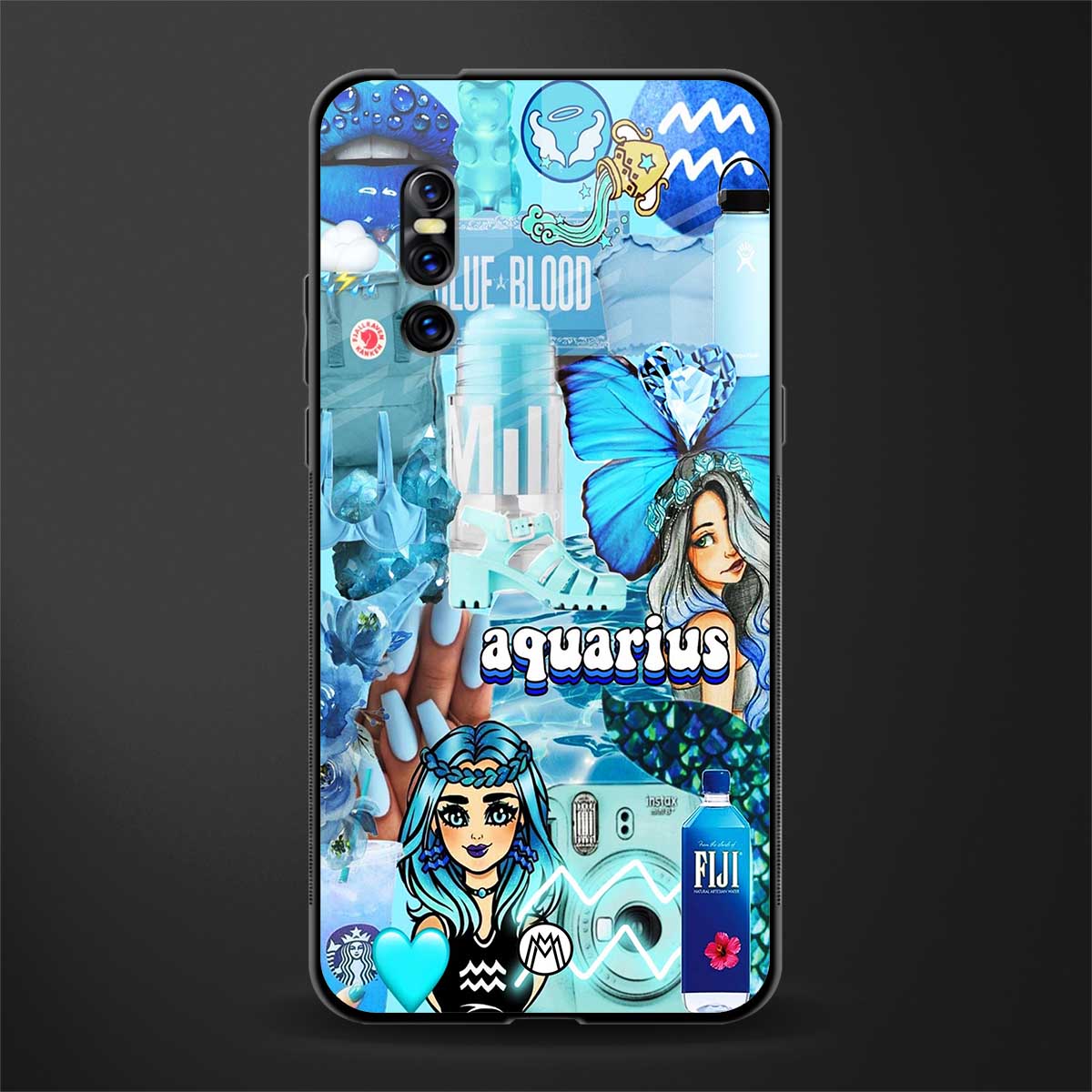 aquarius aesthetic collage glass case for vivo v15 pro image