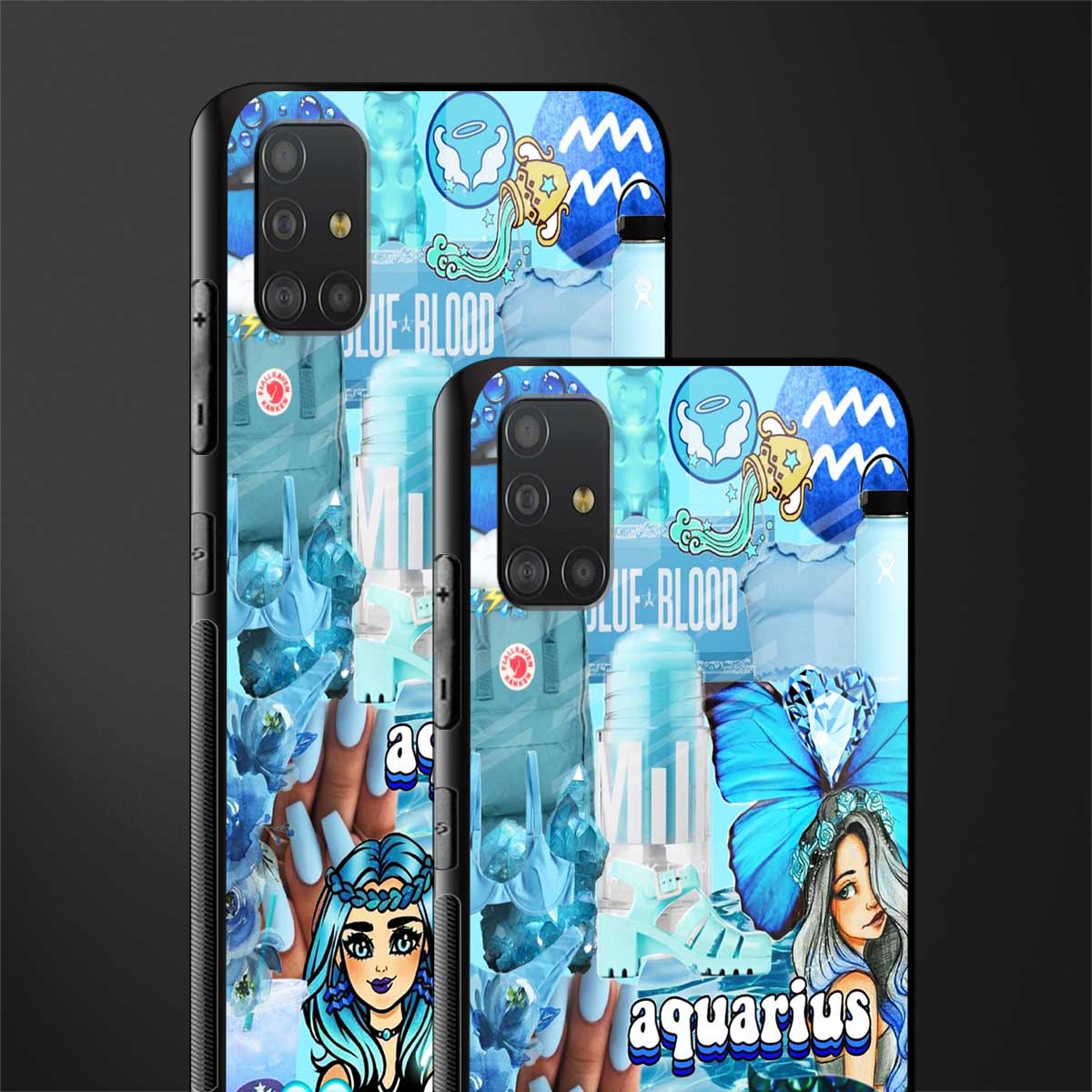 aquarius aesthetic collage glass case for samsung galaxy a51 image-2