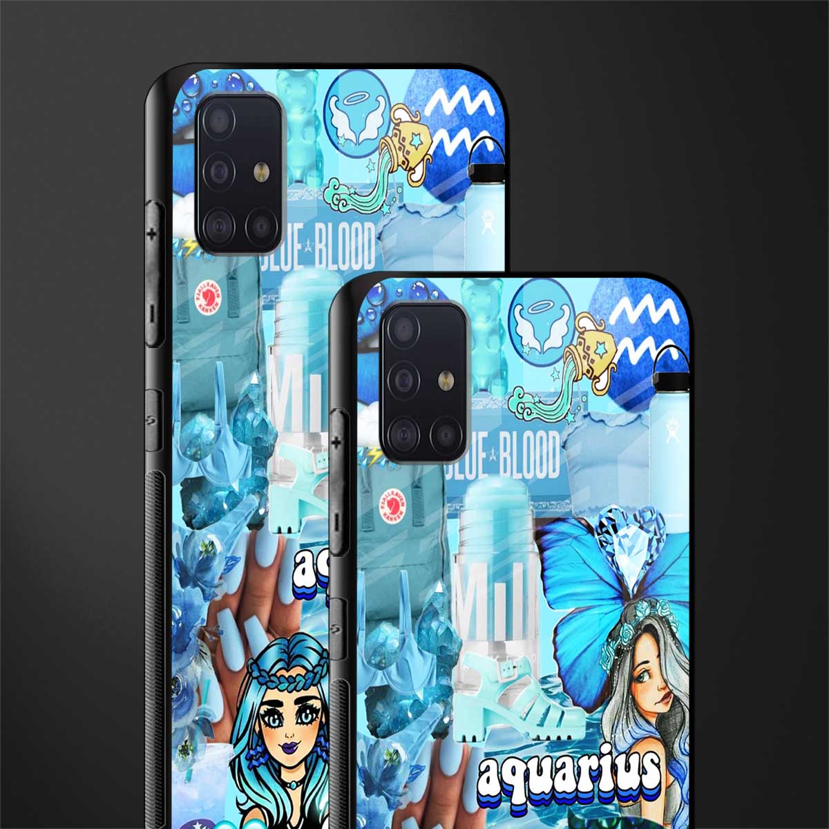aquarius aesthetic collage glass case for samsung galaxy a71 image-2