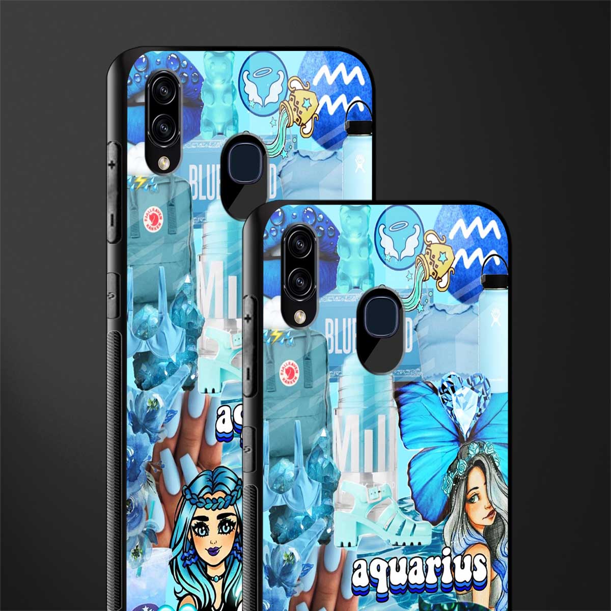 aquarius aesthetic collage glass case for samsung galaxy a20 image-2
