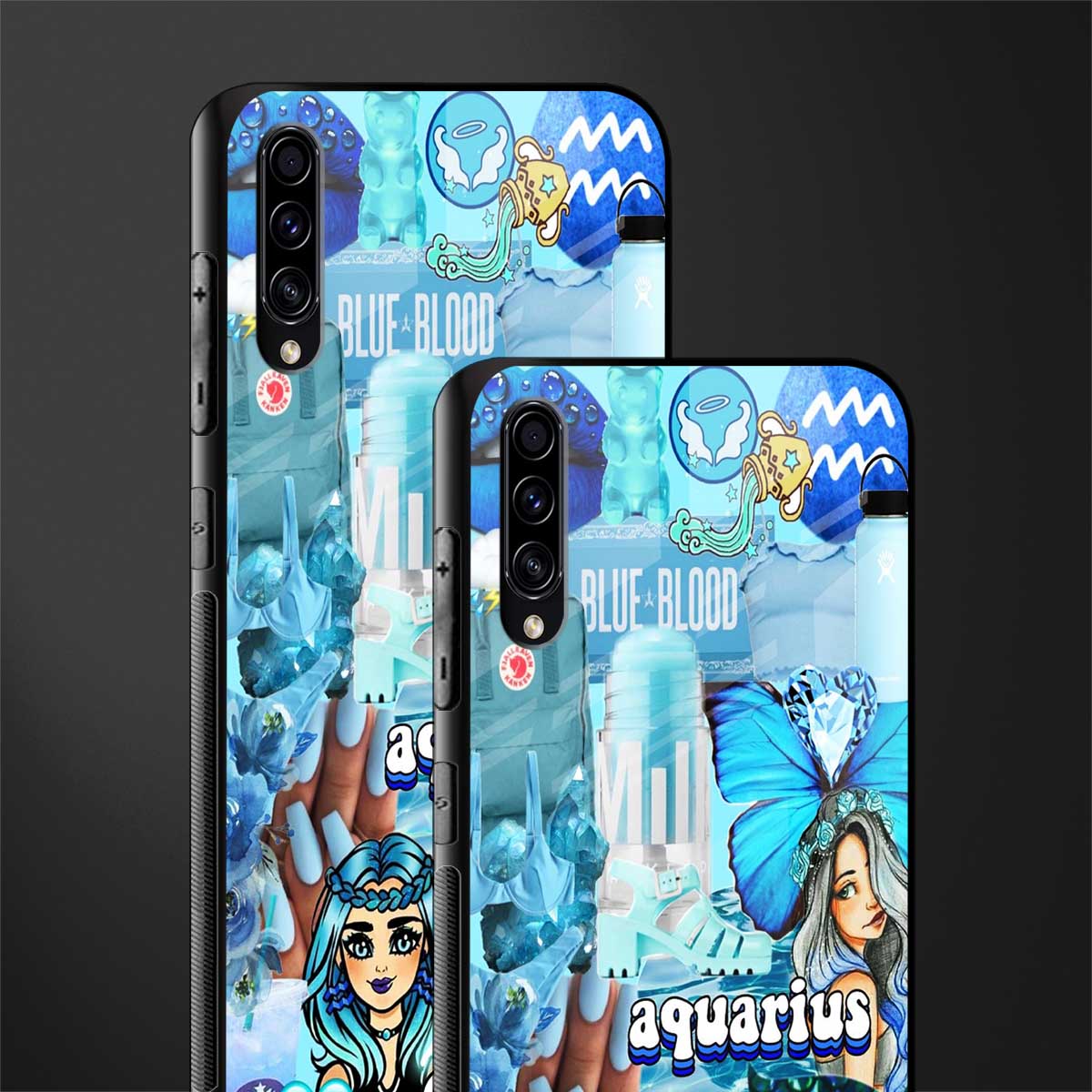 aquarius aesthetic collage glass case for samsung galaxy a70 image-2