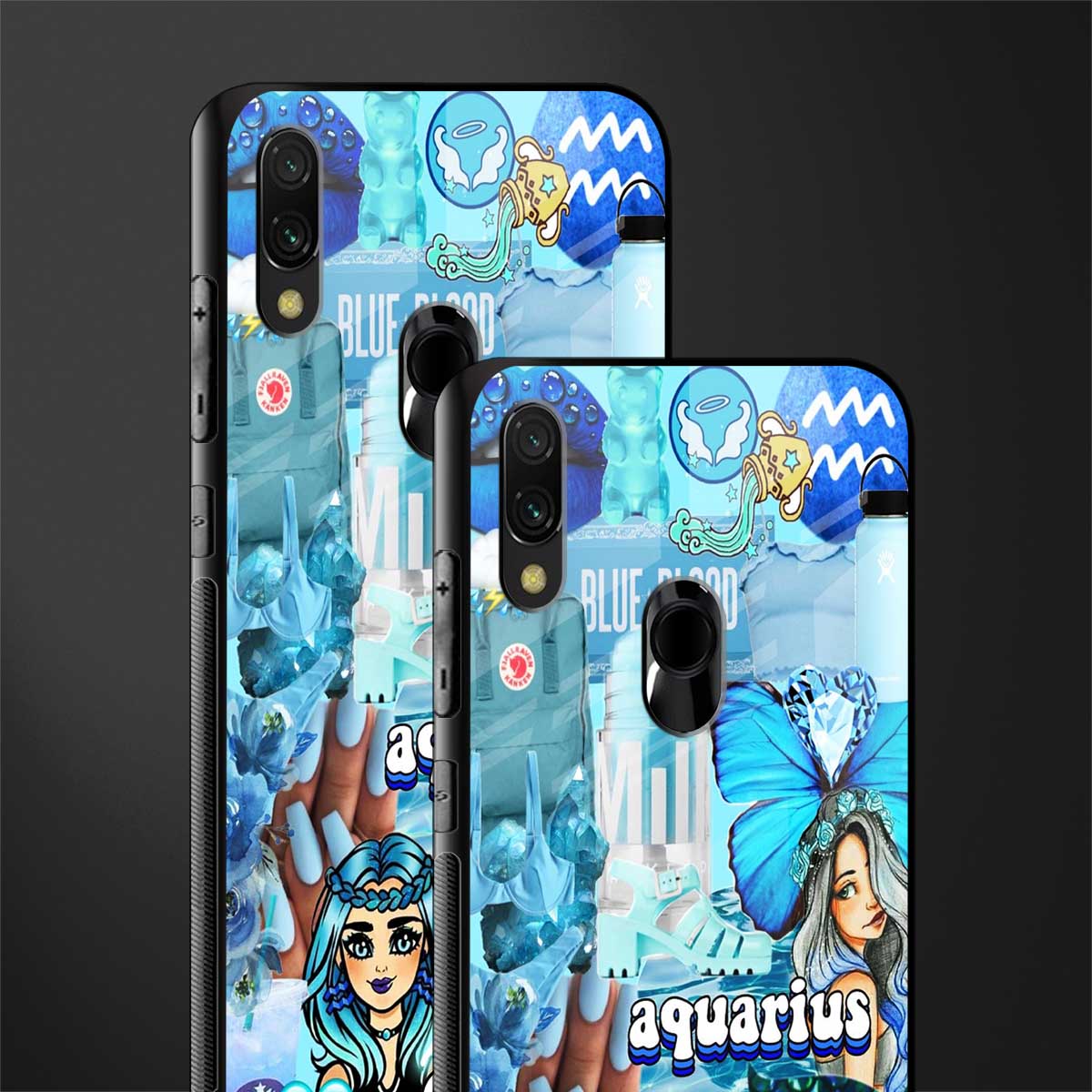 aquarius aesthetic collage glass case for redmi y3 image-2