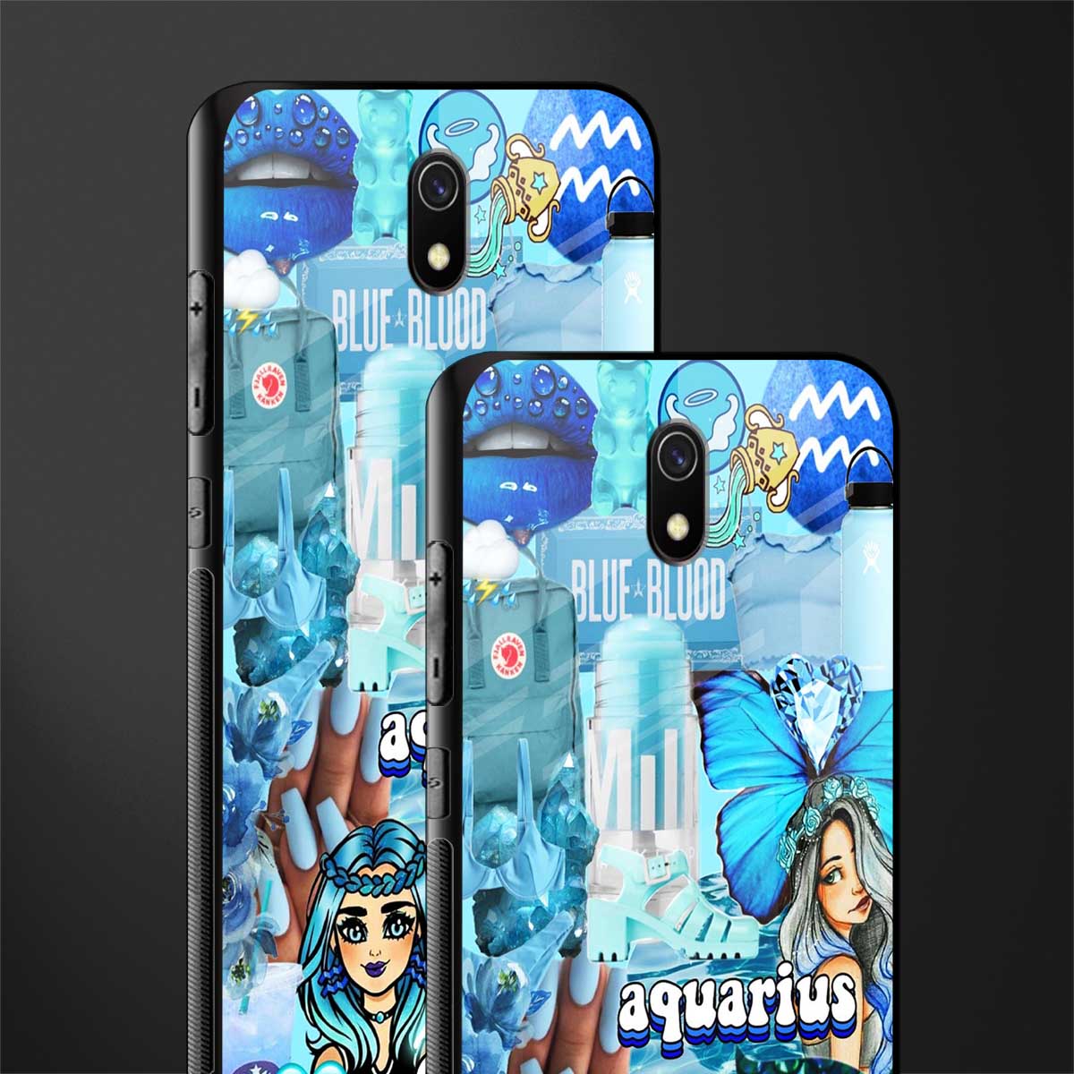 aquarius aesthetic collage glass case for redmi 8a image-2