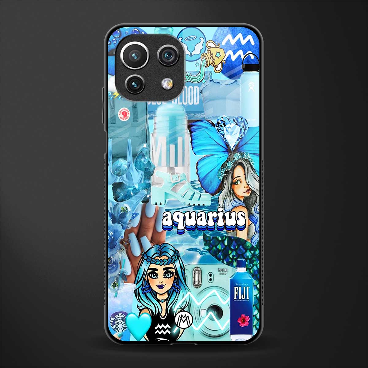 aquarius aesthetic collage glass case for mi 11 lite image