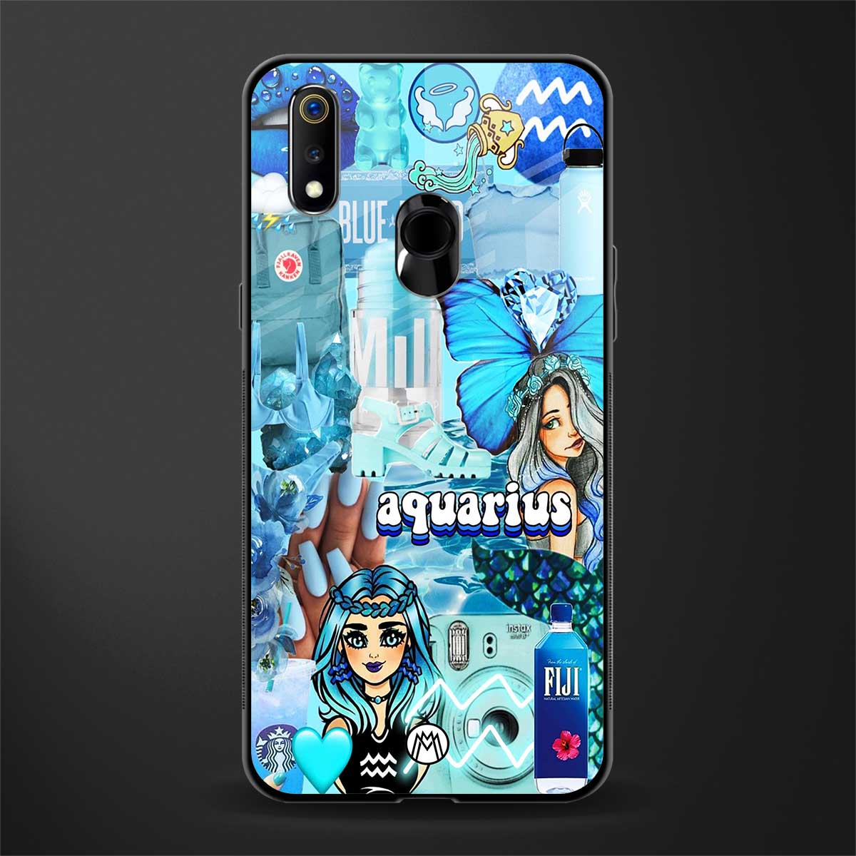 aquarius aesthetic collage glass case for realme 3i image
