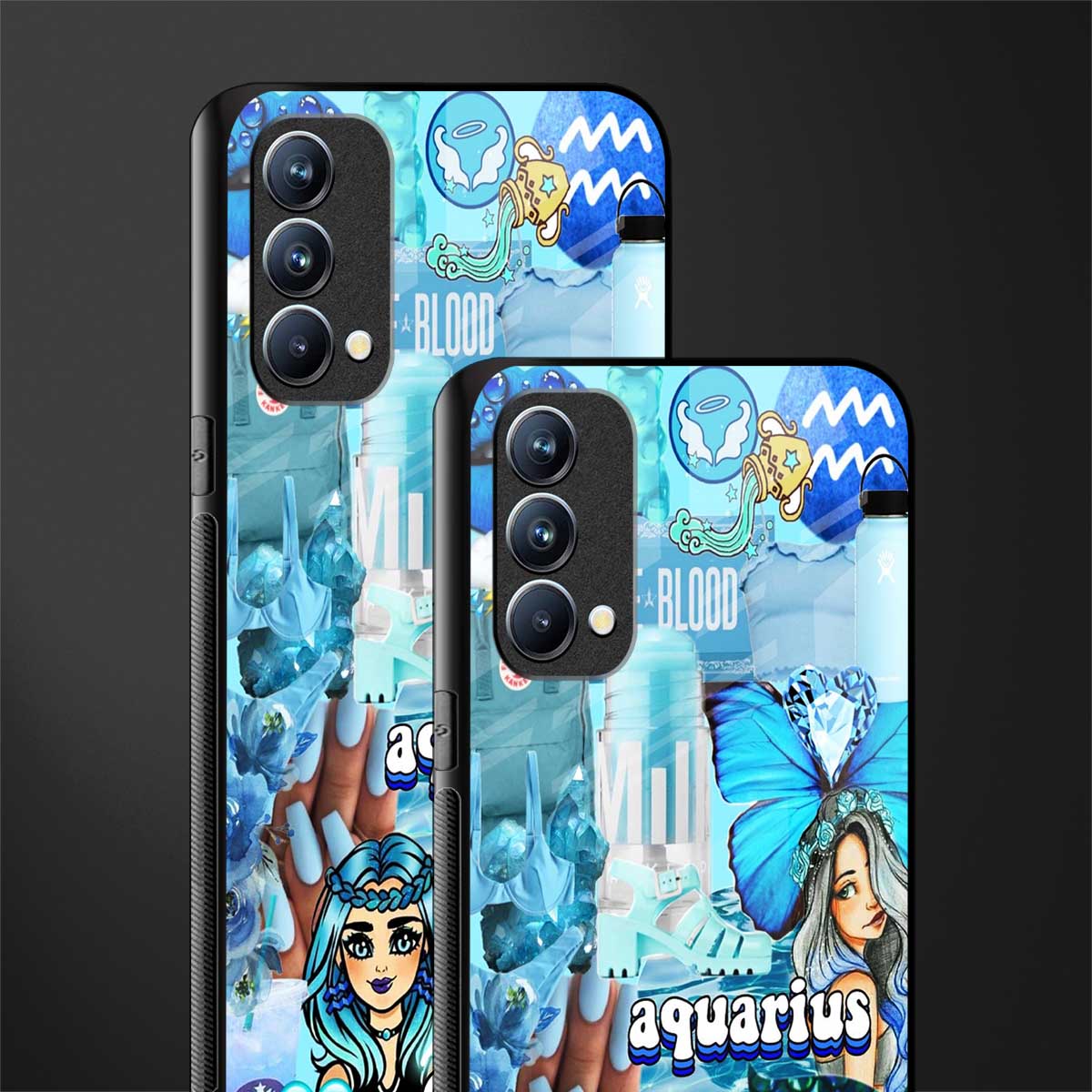 aquarius aesthetic collage glass case for oppo f19 image-2